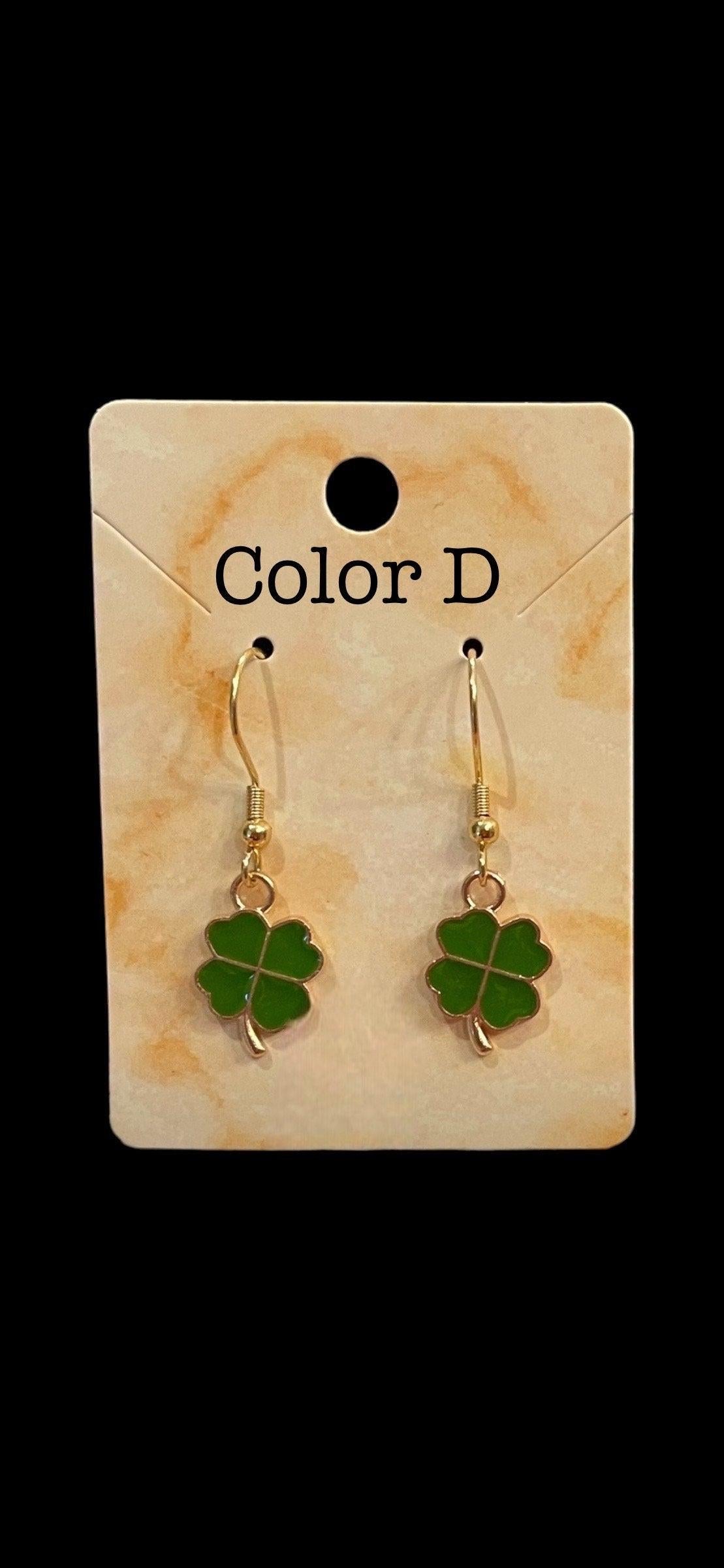 Green Shamrock Earrings Made with Gold Finished Stainless Steel Earring Hooks