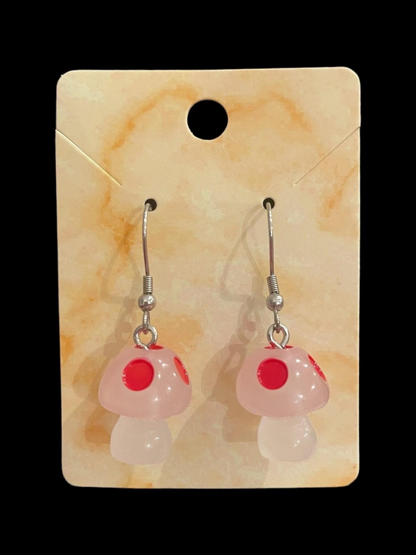Glow in the Dark Mushroom Earrings Made with Hypoallergenic Stainless Steel Ear Wires