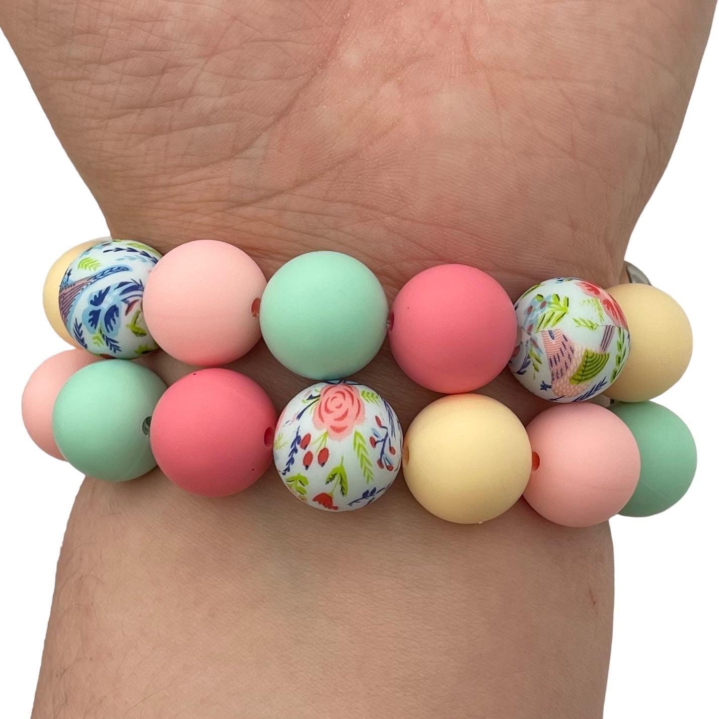 Pastel Summer Chunky Large Bead Watch Band Compatible with Apple Watch Made With 15mm Silicone Beads