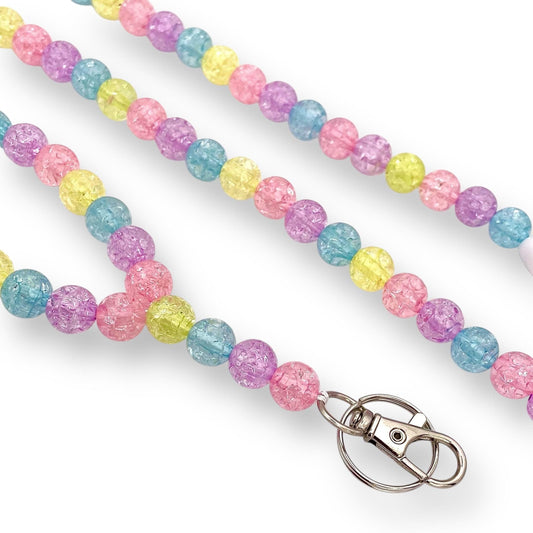 Pastel Beaded Lanyard for ID Badge Holders | Breakaway Necklace | Lightweight & Colorful Accessory for Work or School