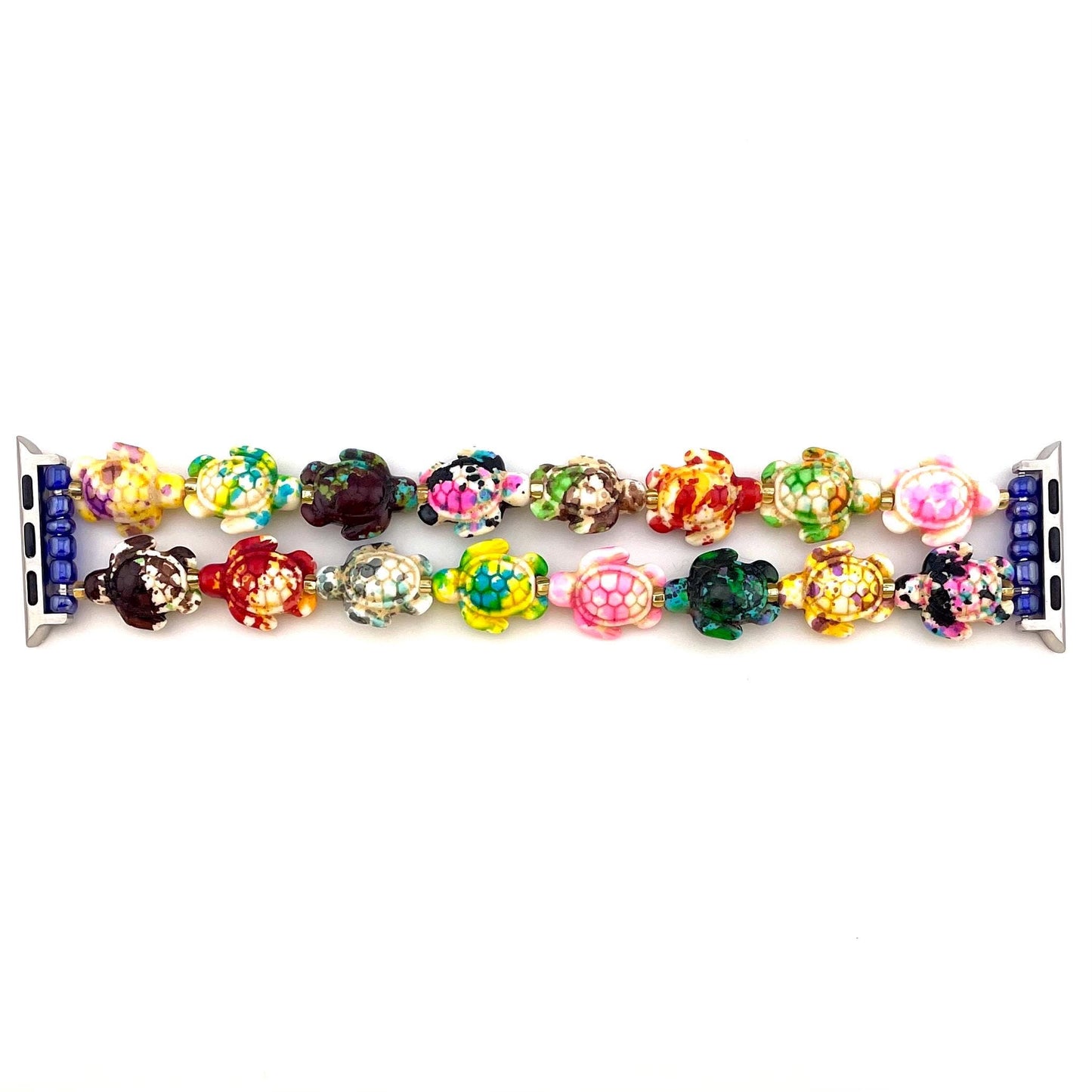 Colorful Turtle Beaded Apple Watch Band – Turquoise Stone and Glass Beads | Handmade Stretch Bracelet Band for Apple & Samsung Watches