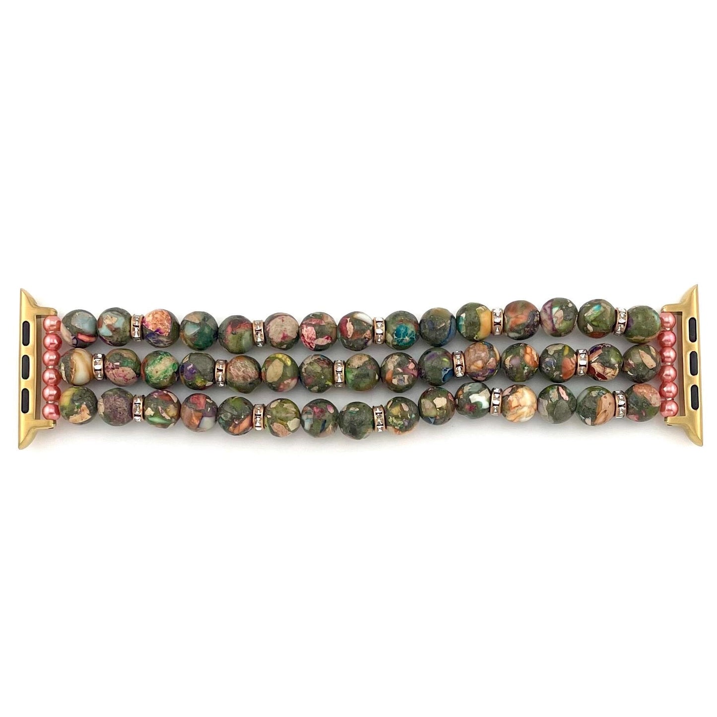 Earthy Sea Sediment Jasper Beaded Apple Watch Band – Stretch Bracelet Style