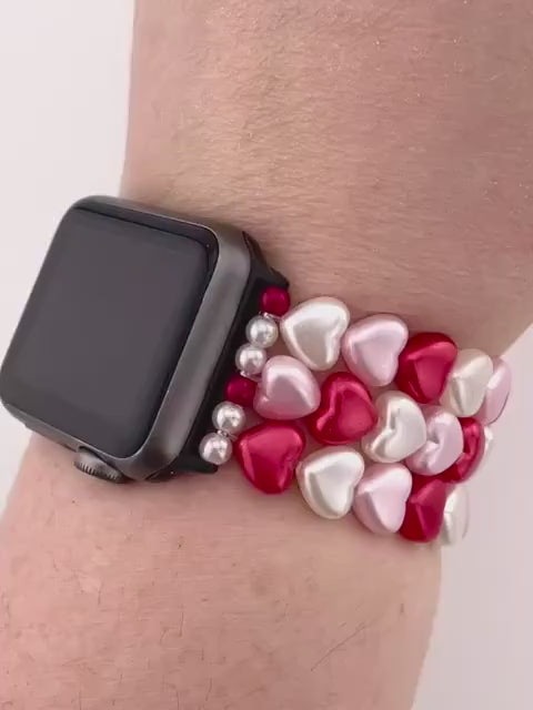 Valentineβs Day Heart Beaded Watch Band β Apple & Samsung Compatible