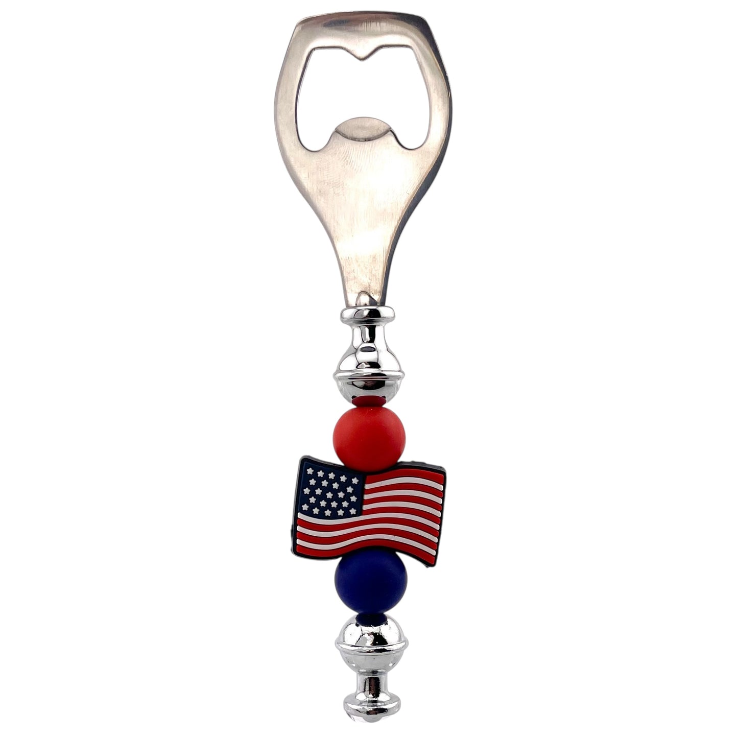 American Flag Beaded Bottle Opener – Red, White & Blue