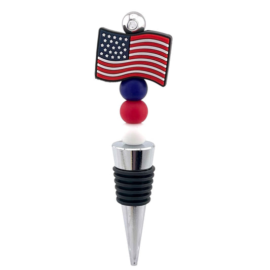 American Flag Beaded Wine Stopper – Classic Stars & Stripes Gift