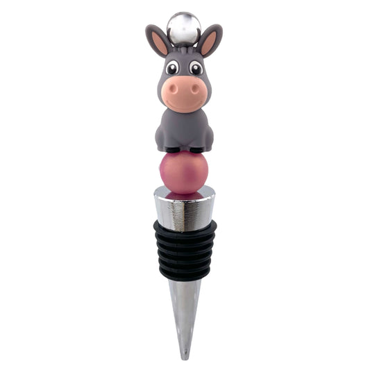 Cute Donkey Beaded Wine Stopper – Farm Animal Bottle Topper Gift