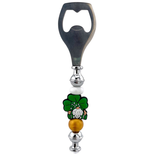 St. Patrick’s Day Gnome Beaded Bottle Opener – Shamrock & Gold