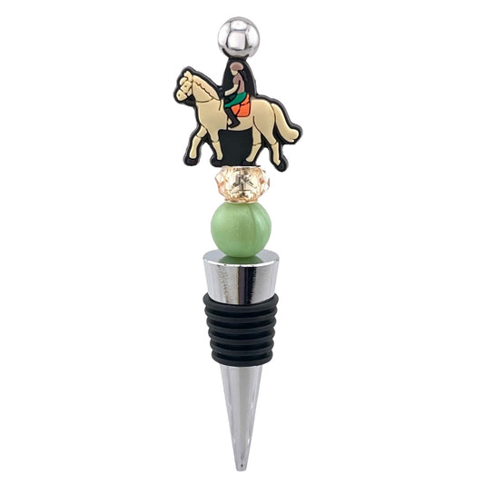 Tan Horse Rider Beaded Wine Stopper – Western Equestrian Gift