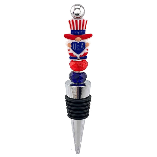 Uncle Sam Beaded Wine Stopper – 4th of July Americana Barware