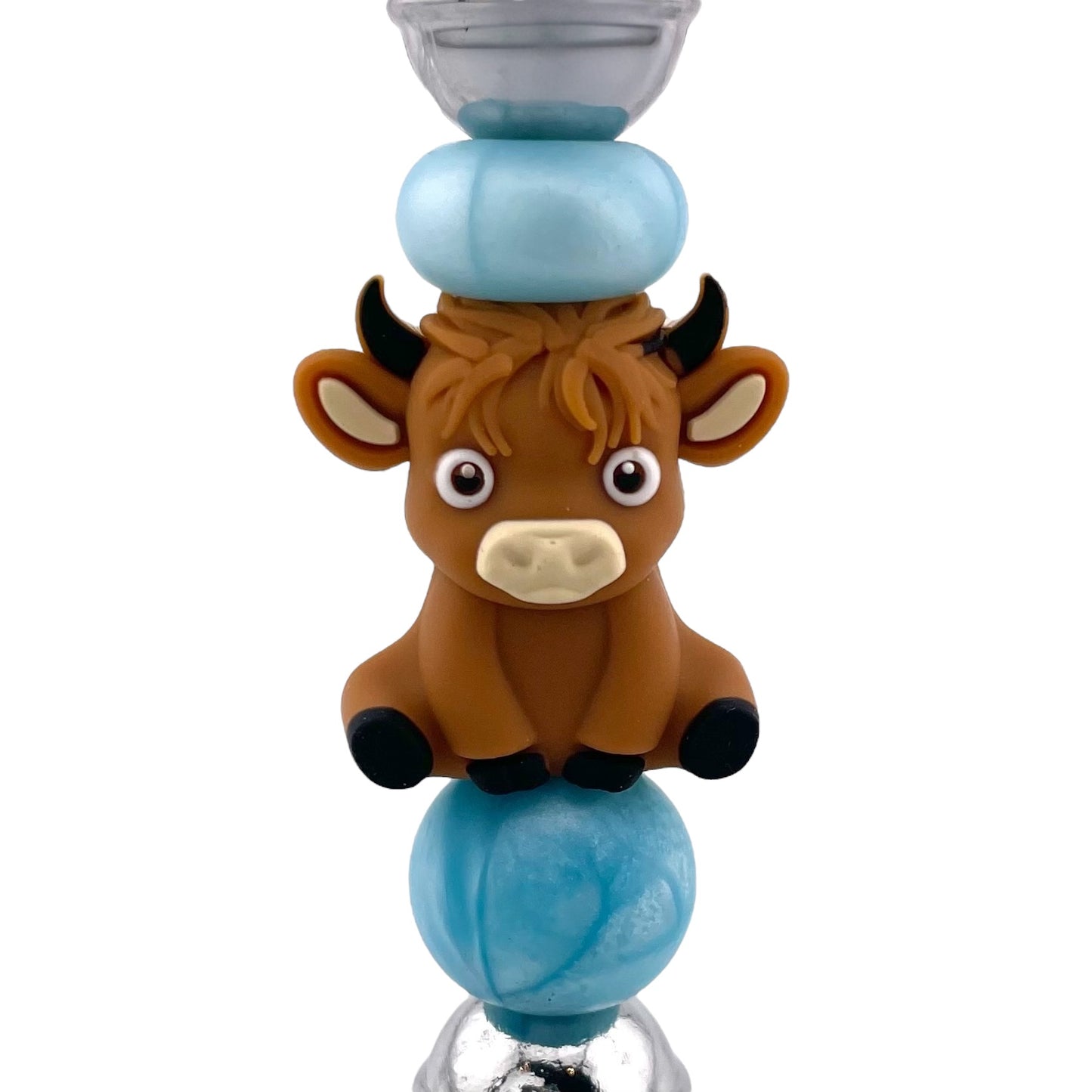 Bull Beaded Bottle Opener – Stainless Steel with Light Blue Accents | Cute Farm Animal Gift or Rustic Kitchen Decor