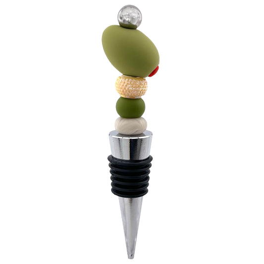 Olive Beaded Wine Stopper – Martini Barware Bottle Topper Gift