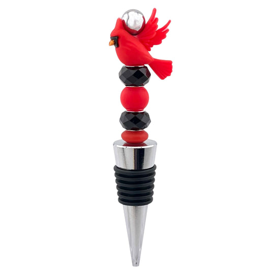 Red Cardinal Beaded Wine Stopper – Vibrant Bird Lover Gift