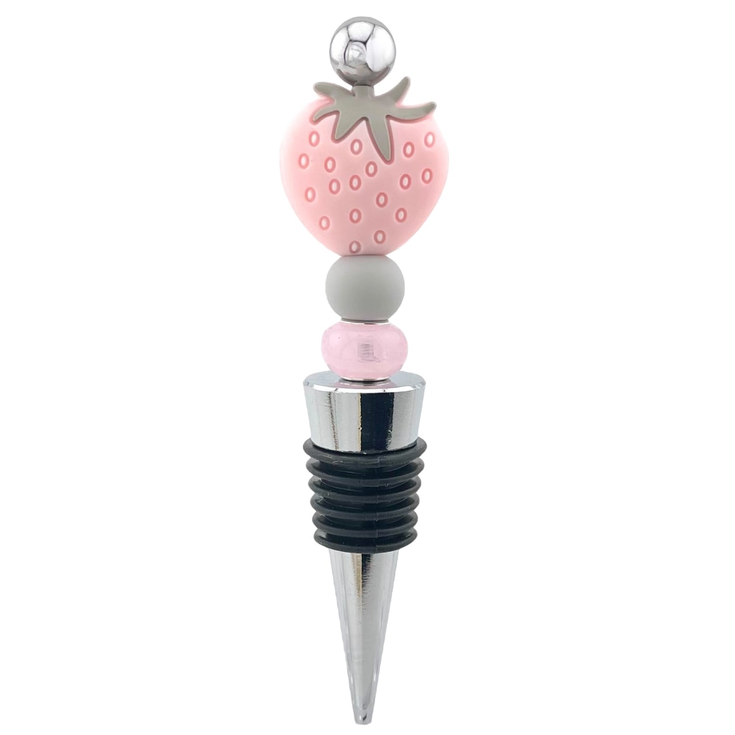 Pink Strawberry Wine Stopper – Sweet & Simple Beaded Barware