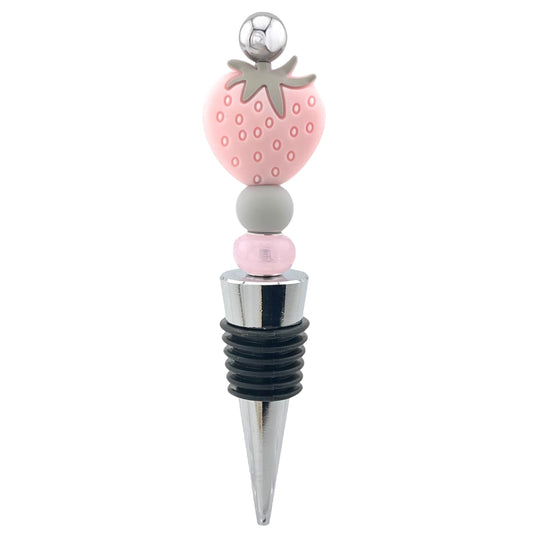 Pink Strawberry Wine Stopper – Sweet & Simple Beaded Barware
