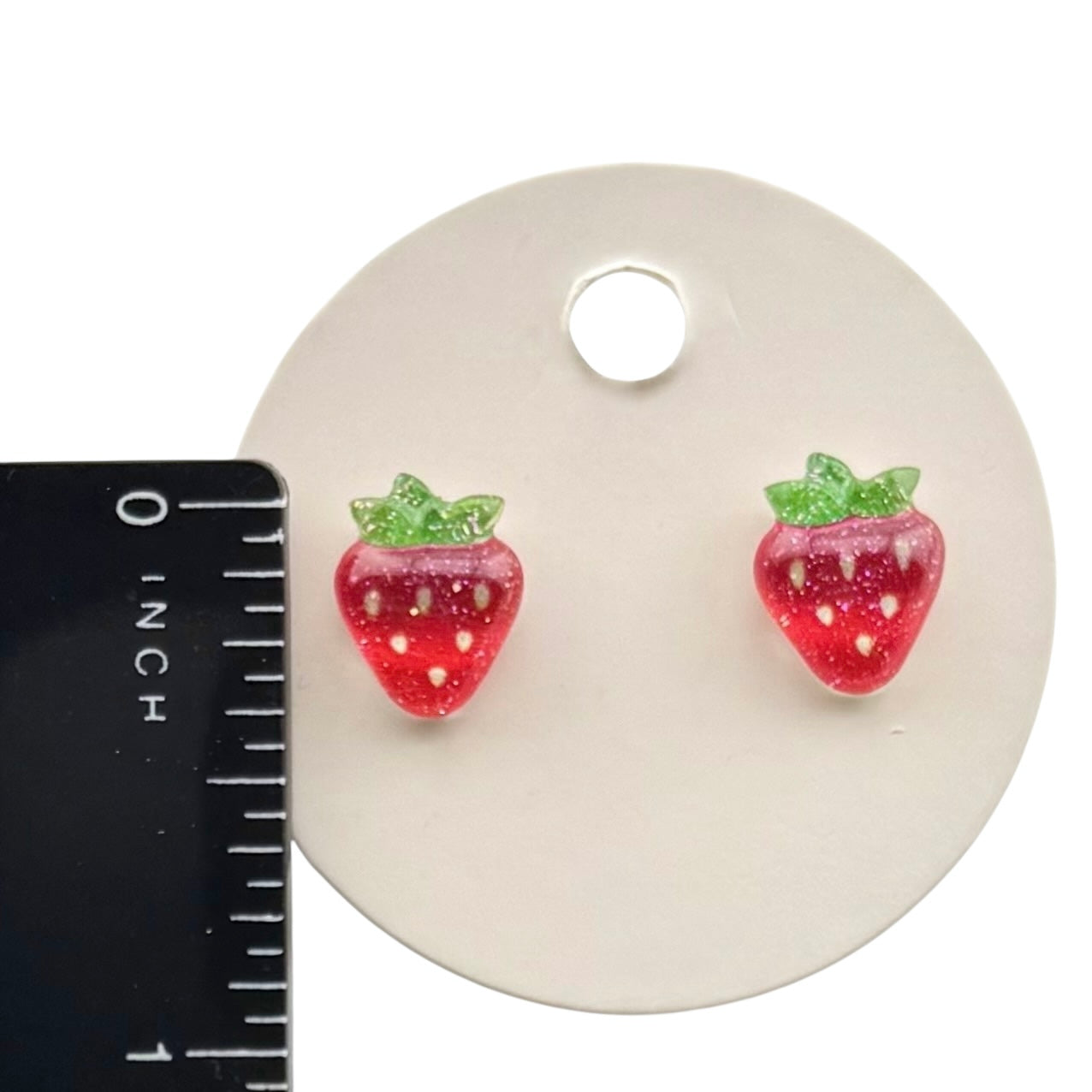 Strawberry Stud Earrings – Cute Red Fruit Earrings, Acrylic Summer Jewelry