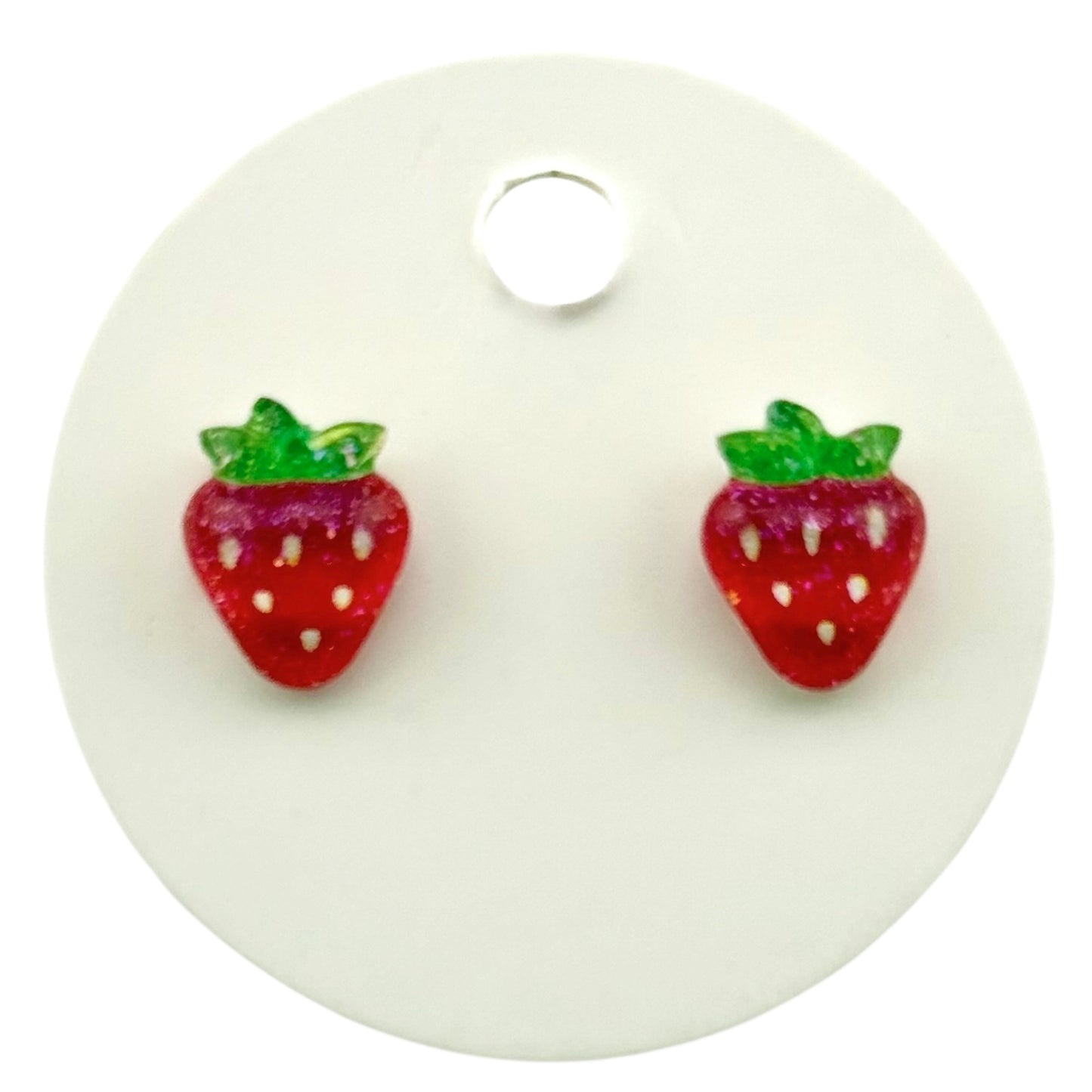 Strawberry Stud Earrings – Cute Red Fruit Earrings, Acrylic Summer Jewelry