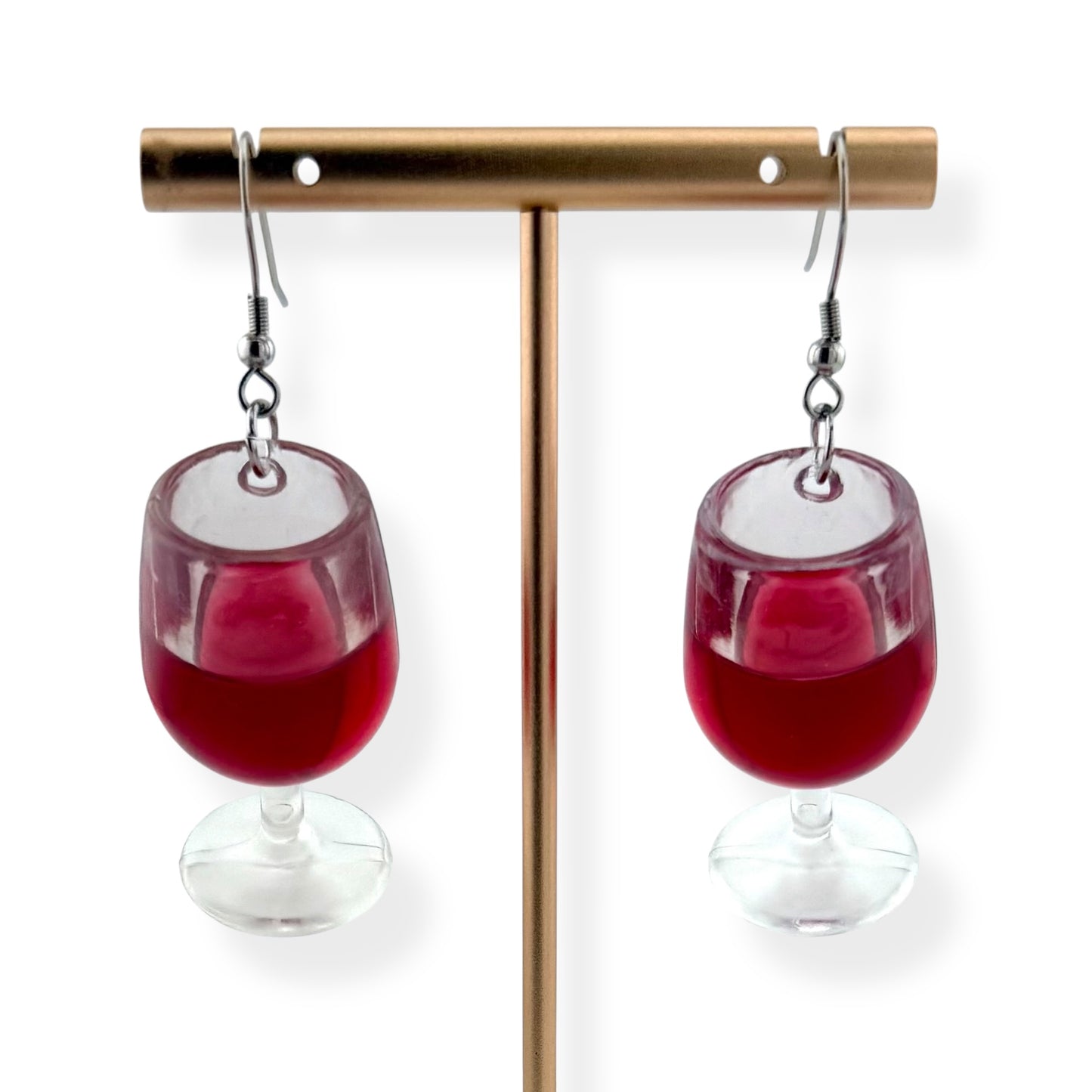 Red Wine Glass Earrings – Fun Acrylic Dangle Earrings for Wine Lovers, Girls’ Night, or Unique Gifts