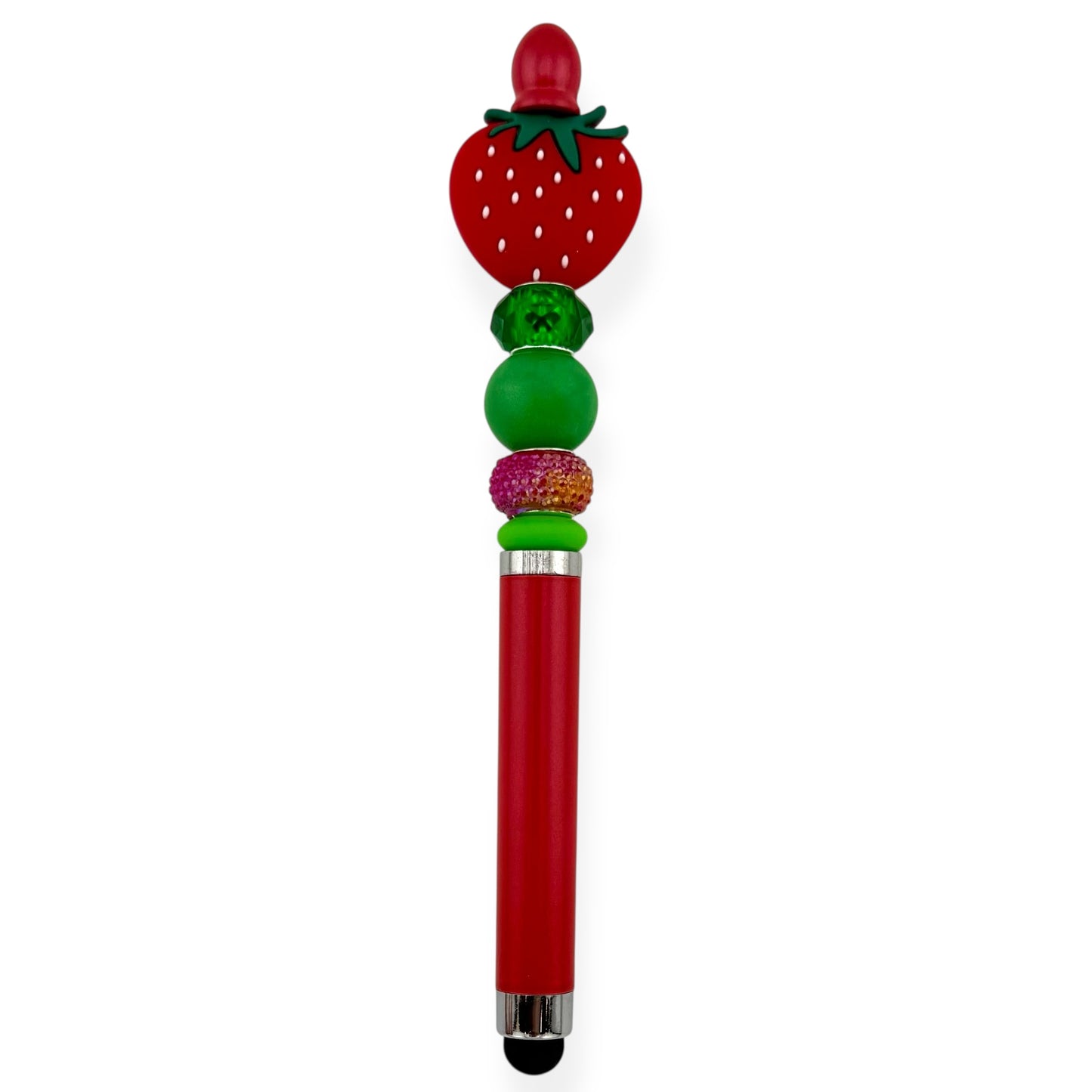 Strawberry Stylus Pen with Colorful Beads | Fun Beaded Touchscreen Pen for Phones & Tablets