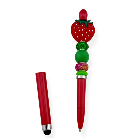 Strawberry Stylus Pen with Colorful Beads | Fun Beaded Touchscreen Pen for Phones & Tablets