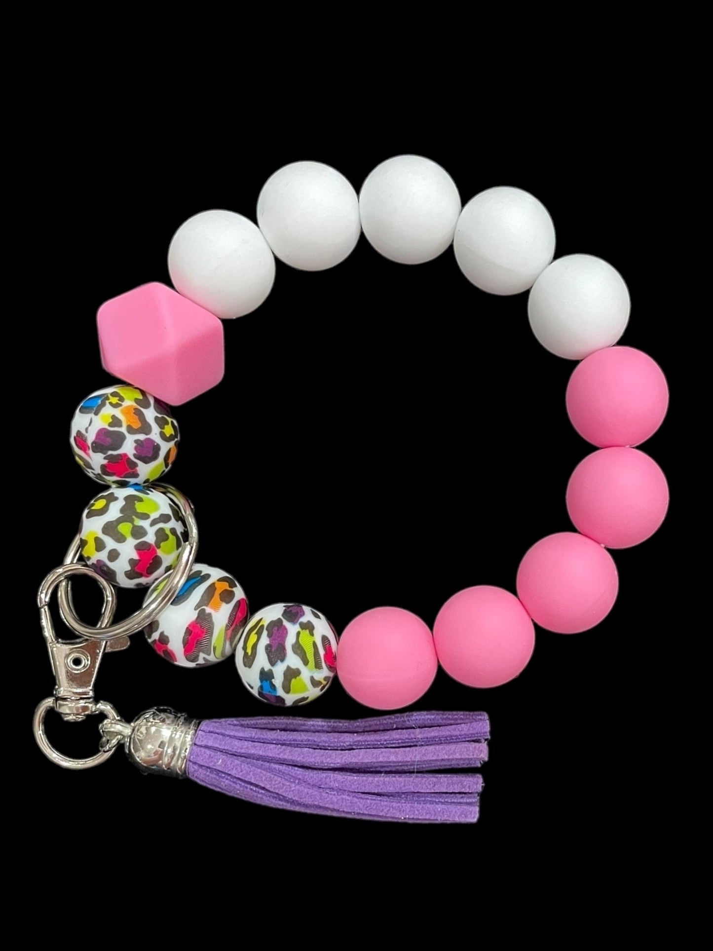 Silicone Wristlet Keychain with Tassel