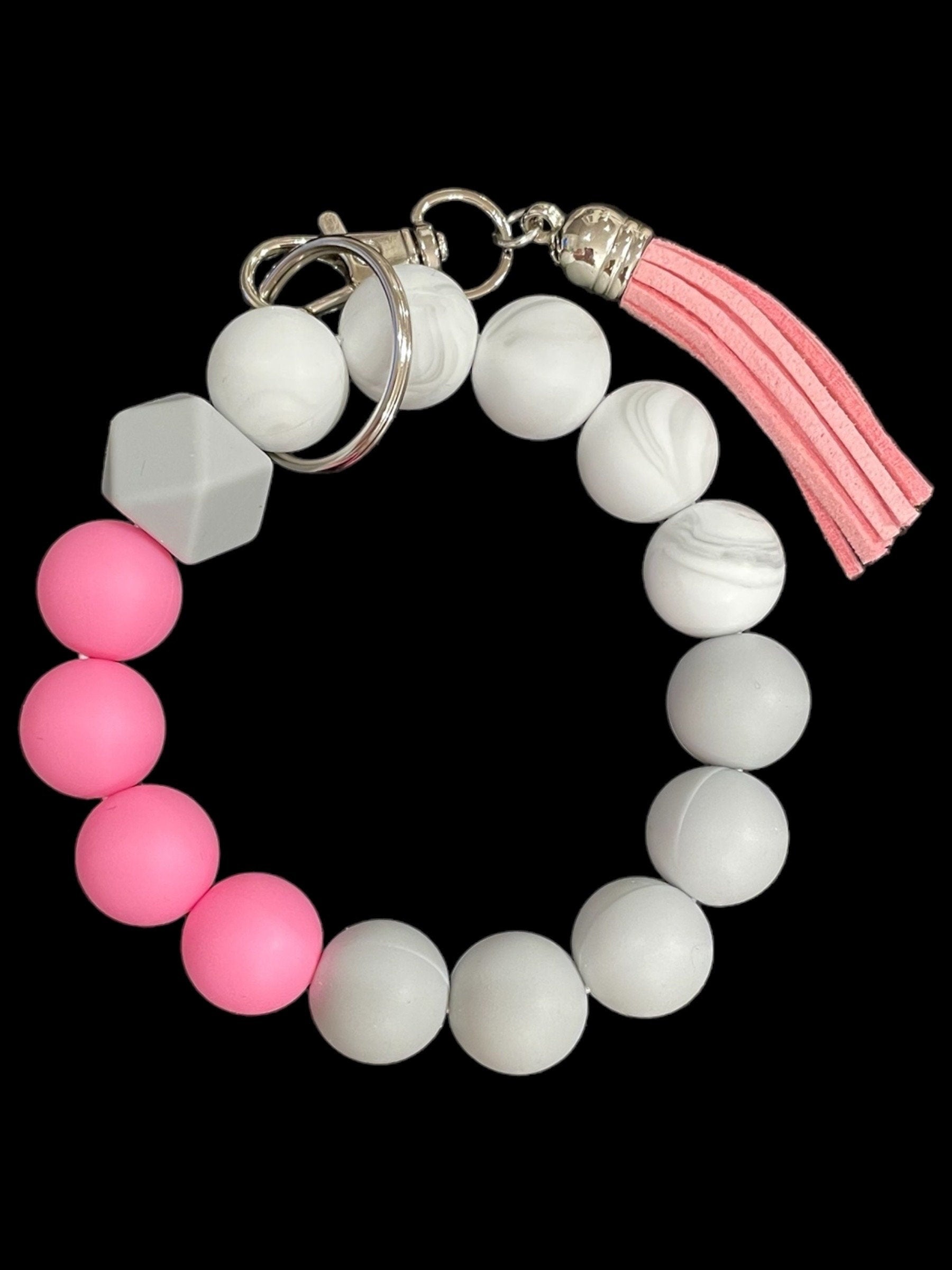 Silicone Wristlet Keychain with Tassel