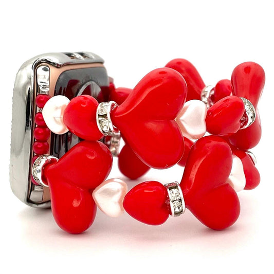 Custom Heart Beaded Watch Band – Compatible with Apple & Samsung Watches