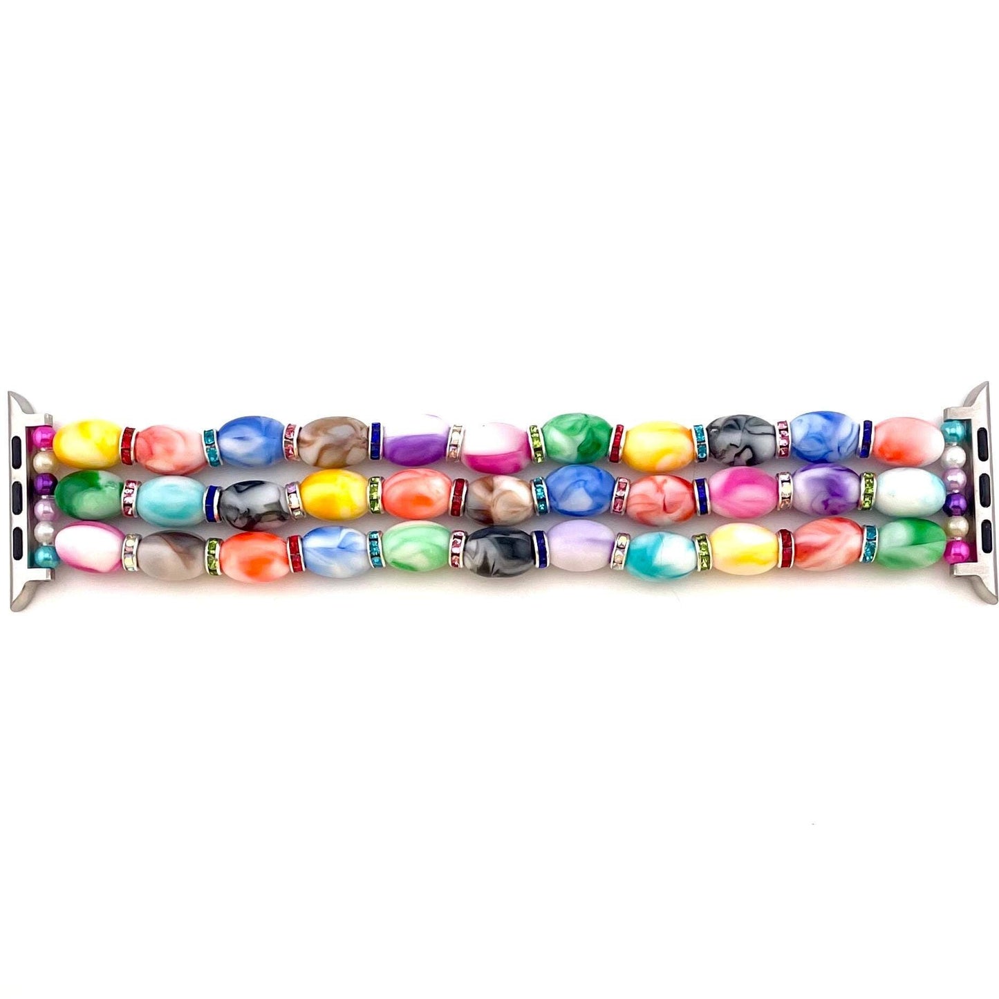 Easter Jellybean Acrylic Beaded Watch Band – Stretch Apple & Samsung Galaxy Watch Bracelet