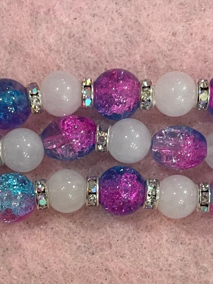Beaded Crackle Watch Band Compatible with Apple Watch Made with Glass Beads