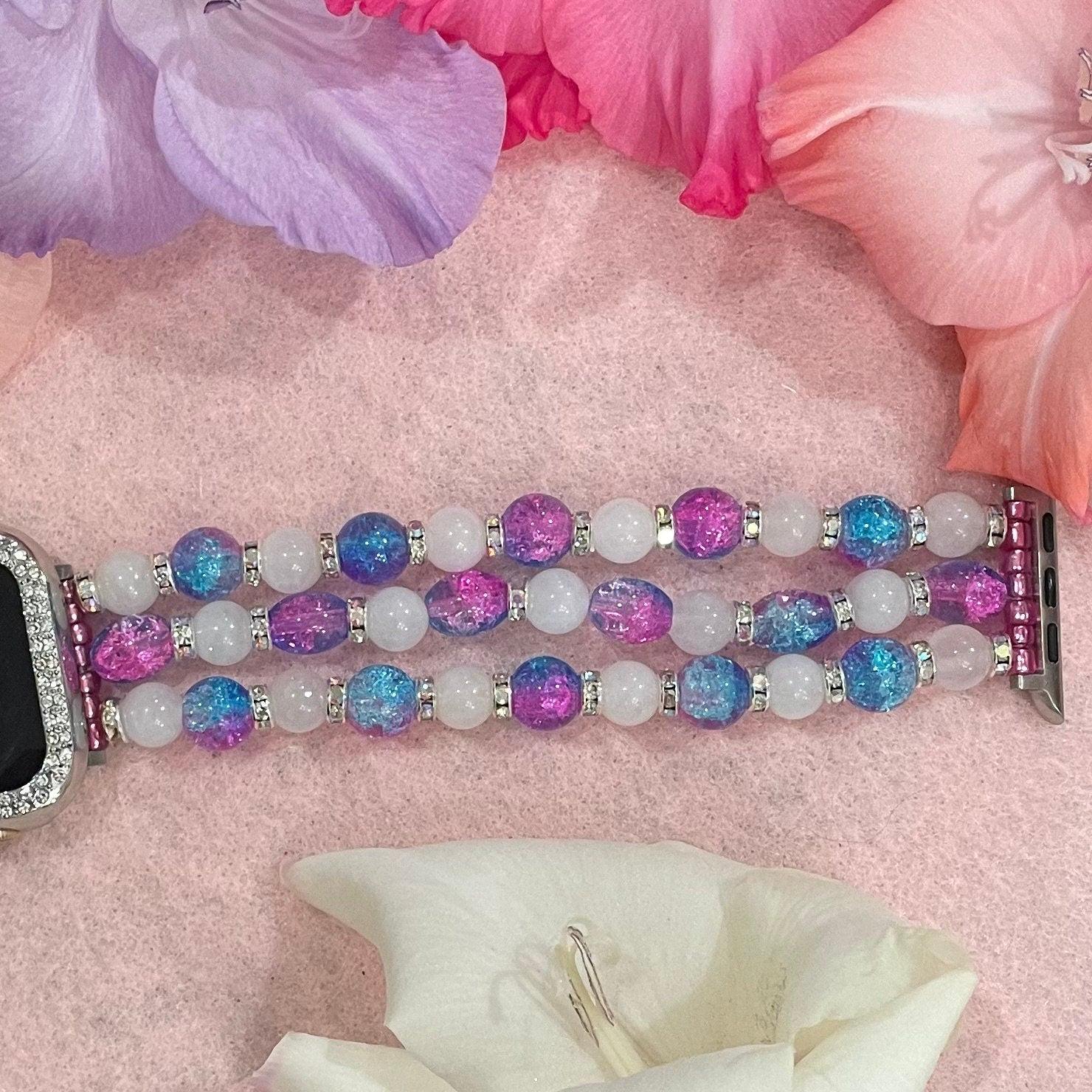 Beaded Crackle Watch Band Compatible with Apple Watch Made with Glass Beads