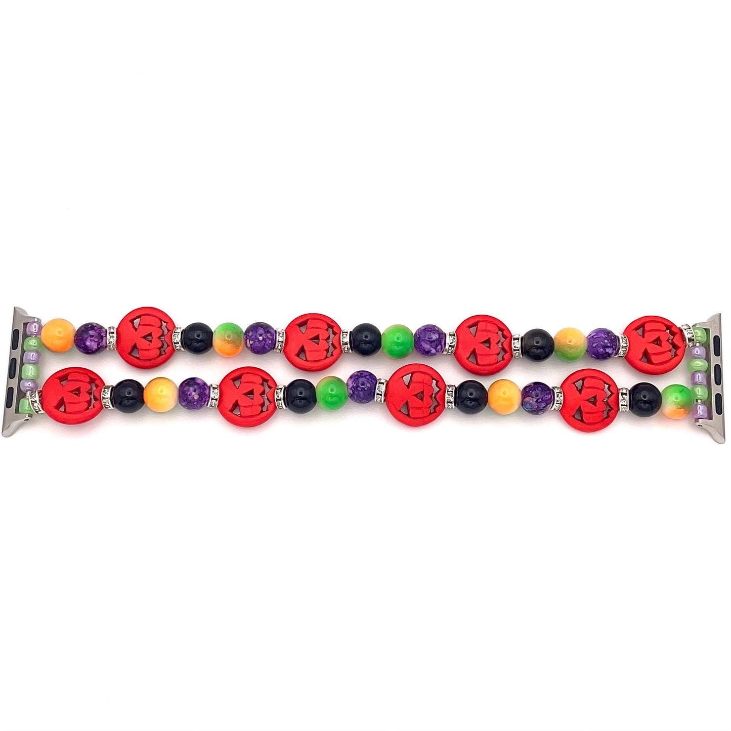 Purple Black & Green Halloween Pumpkin Watch Band Compatible with Apple Watch