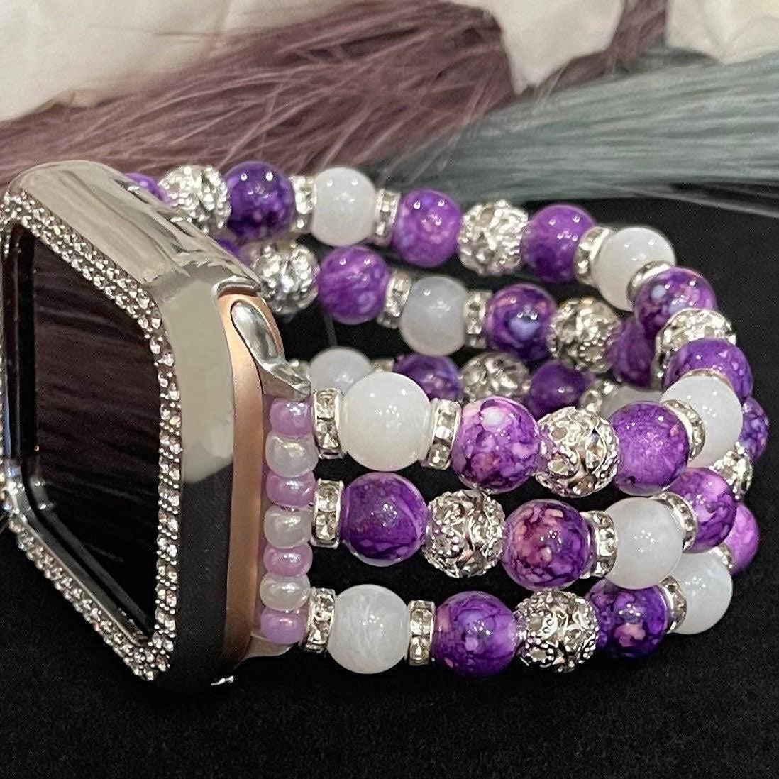 Watch Band With Acrylic, Cloud, and Rhinestone Beads Compatible with Apple Watch, Multiple Colors and Custom Sizing!