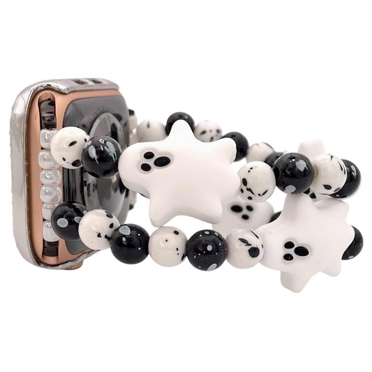 Halloween Ghosts Apple Watch Band | Silicone & Acrylic Beads | Spooky Accessory for Apple Watch