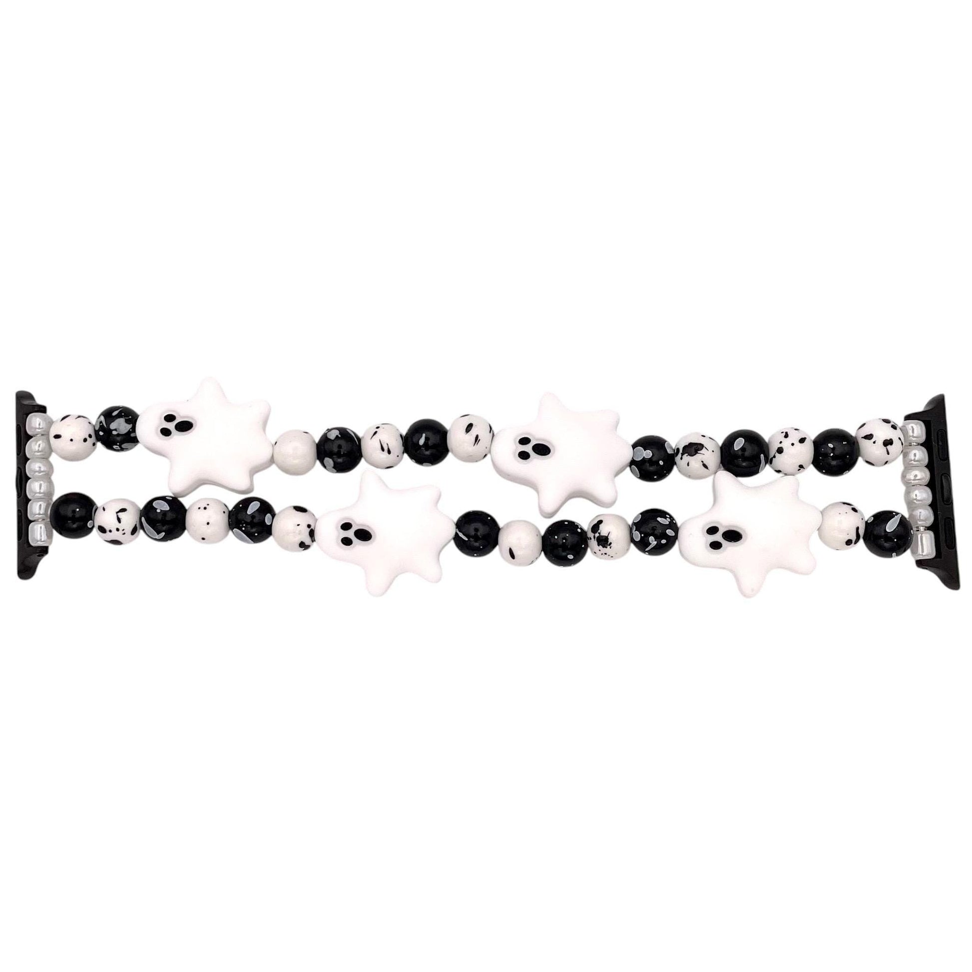 Halloween Ghosts Apple Watch Band | Silicone & Acrylic Beads | Spooky Accessory for Apple Watch