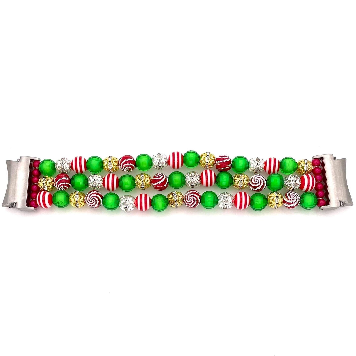 Christmas Watch Band Compatible with Apple Watch Made With Acrylic and Rhinestone Beads