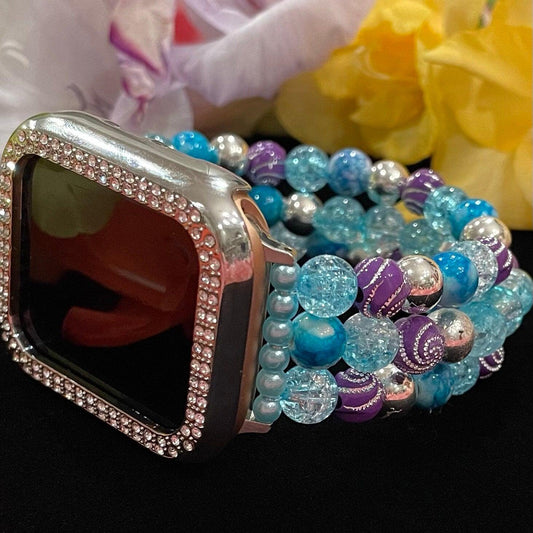 Winter Watch Band Compatible with Apple Watch Made with Acrylic, and Imitation Pearl Beads