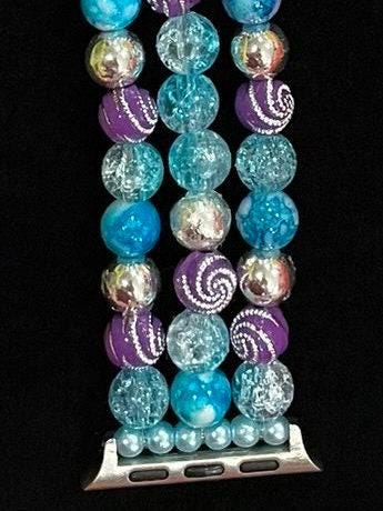 Winter Watch Band Compatible with Apple Watch Made with Acrylic, and Imitation Pearl Beads