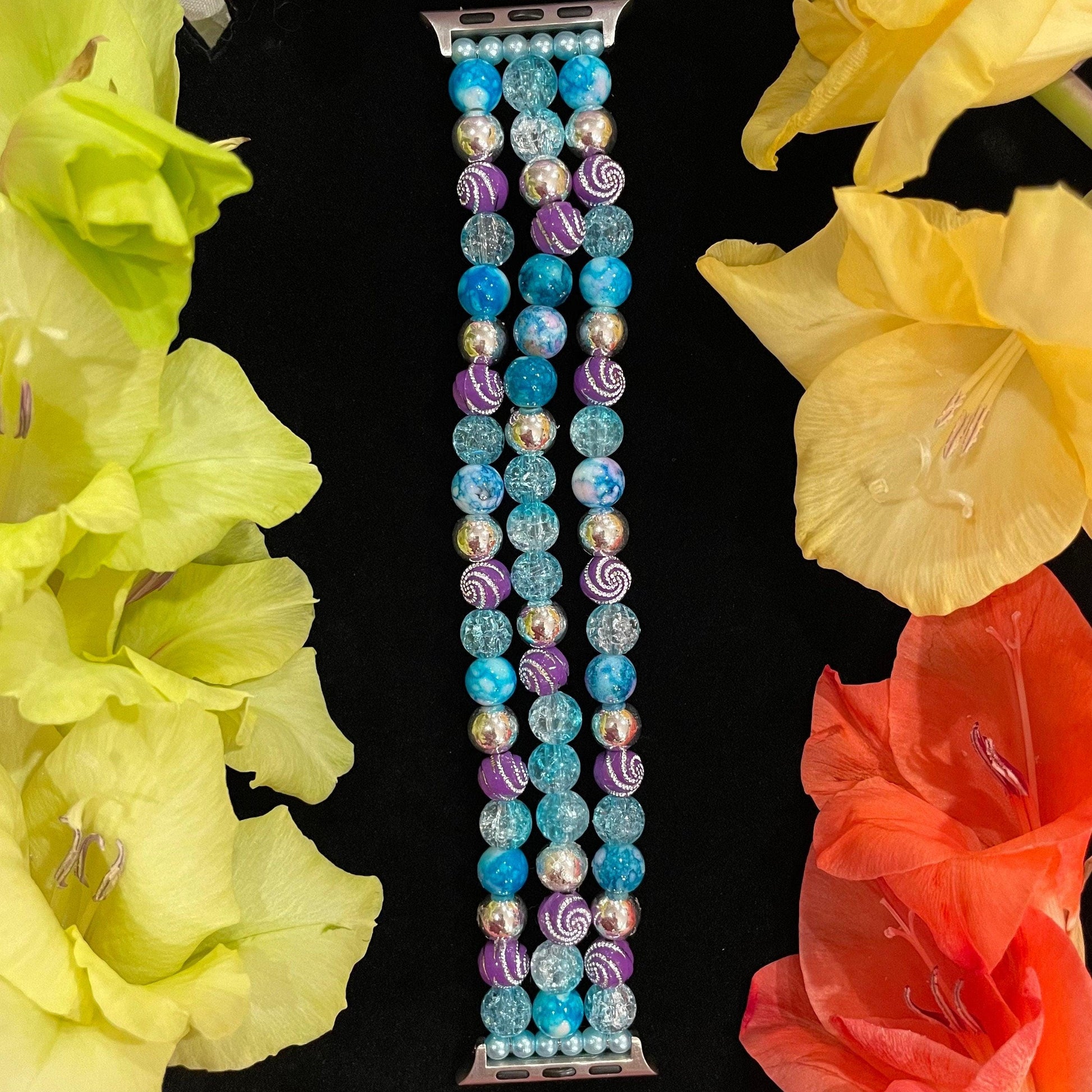 Winter Watch Band Compatible with Apple Watch Made with Acrylic, and Imitation Pearl Beads