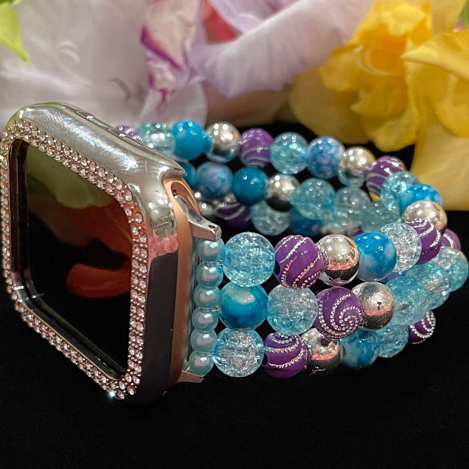 Winter Watch Band Compatible with Apple Watch Made with Acrylic, and Imitation Pearl Beads