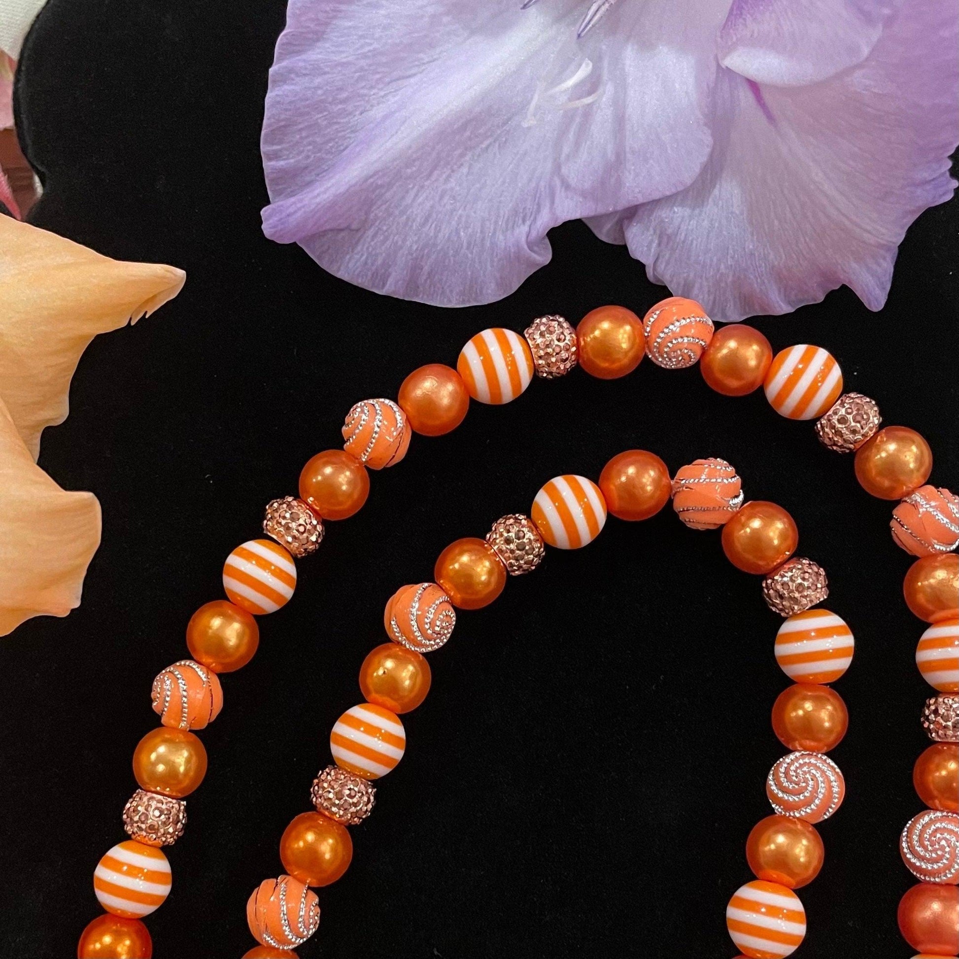 Orange Fall Watch Necklace Pendant Compatible With Apple Watch Made With Imitation Pearls