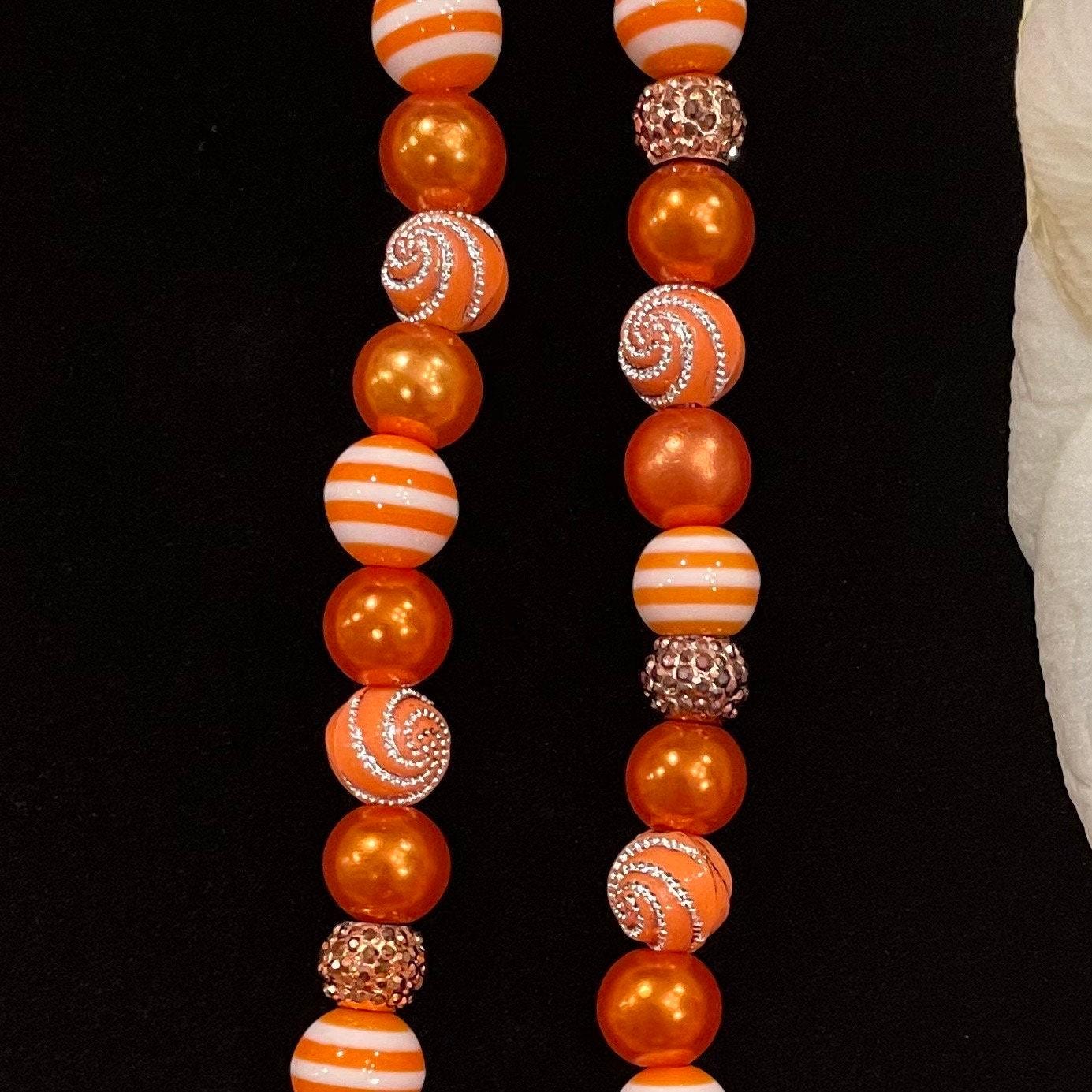 Orange Fall Watch Necklace Pendant Compatible With Apple Watch Made With Imitation Pearls