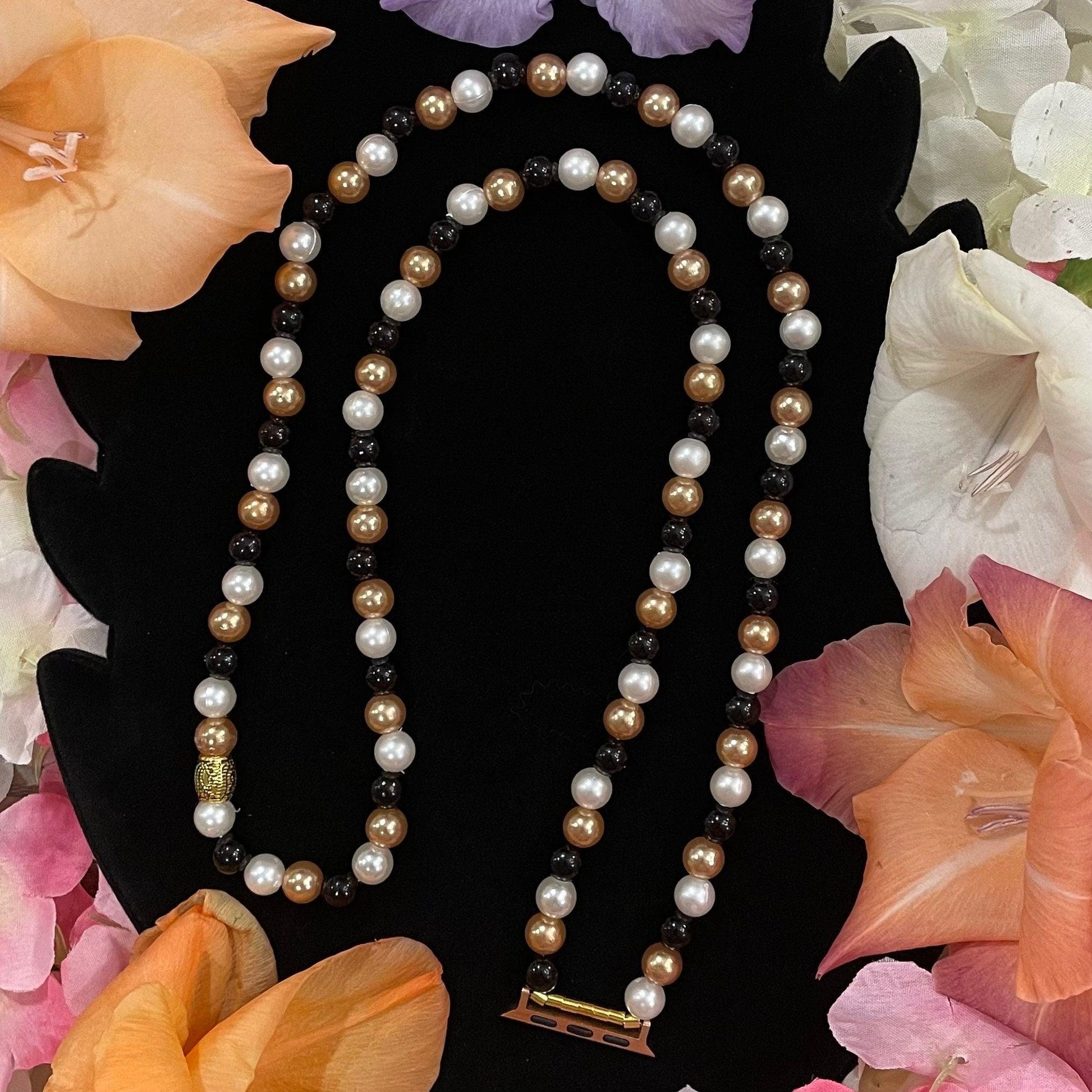 Fall Watch Necklace Pendant Compatible With Apple Watch Made With Imitation Pearls