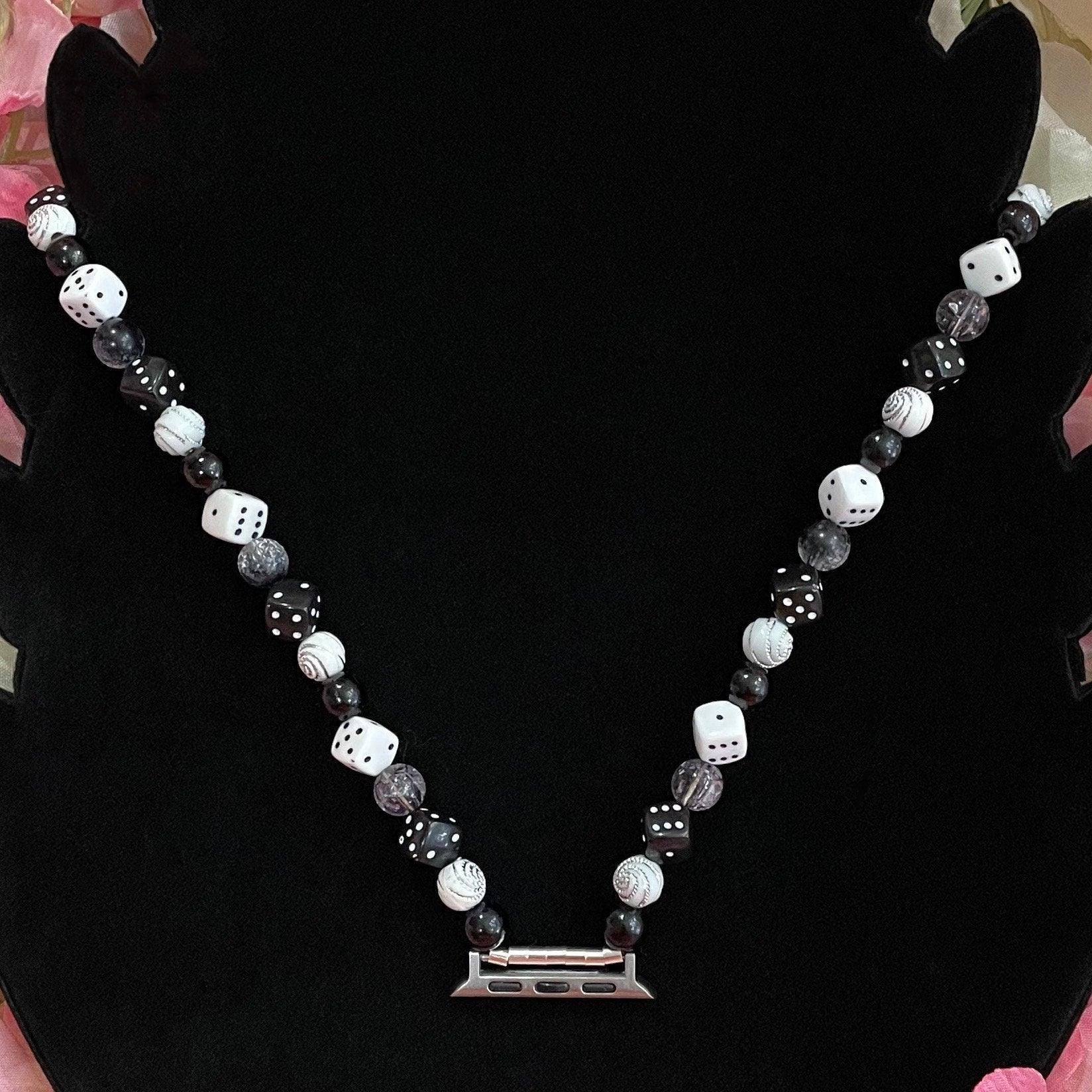 Beaded Dice Apple Watch Necklace Made With Acrylic Beads