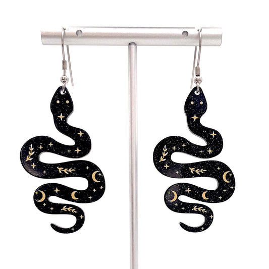 Snake Dangle Earrings Made with Hypoallergenic Stainless Steel Earring Hooks.