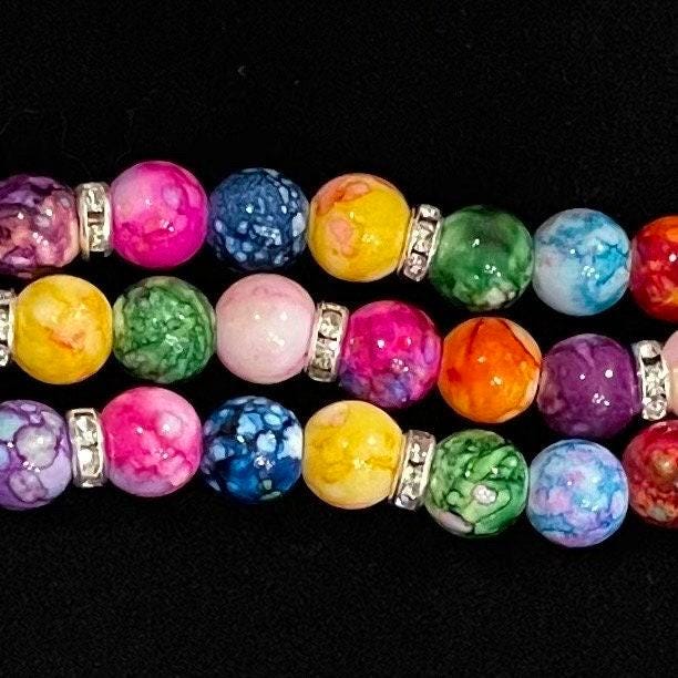 Bright Colorful Swirl Watch Band Compatible with Apple Watch Made With Acrylic and Rhinestone Beads