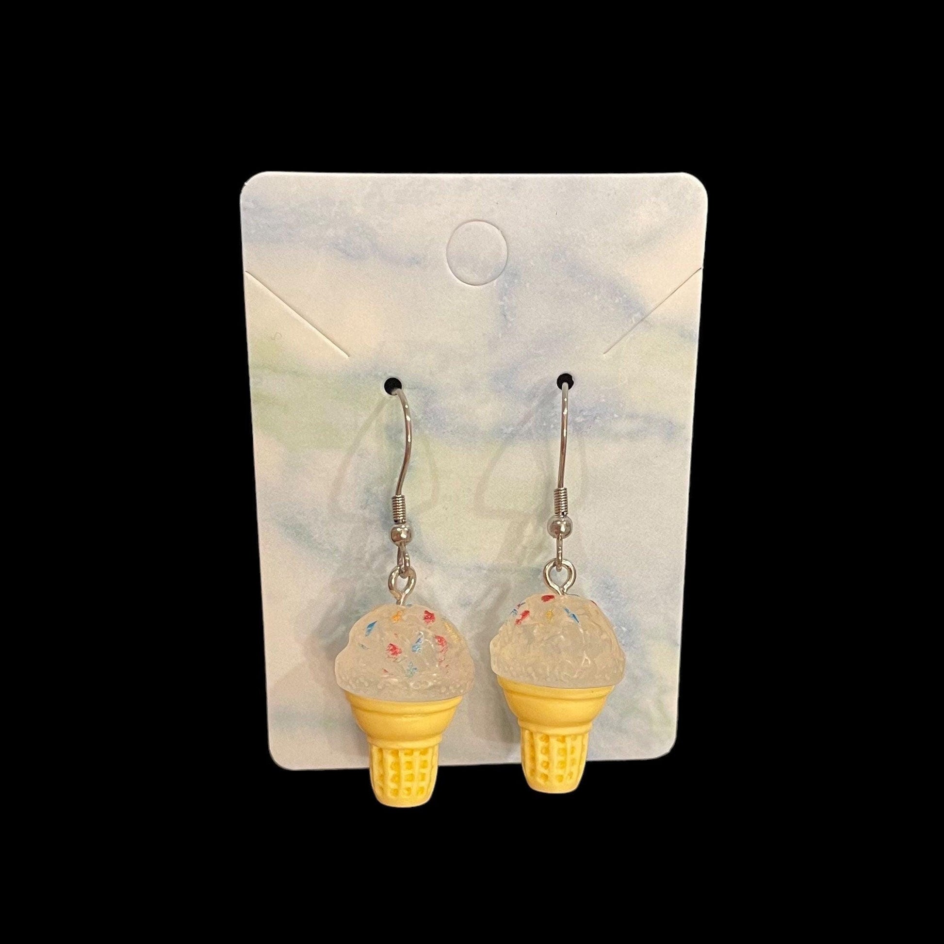 Ice Cream Cone Earrings Made with Hypoallergenic Stainless Steel Earring Hooks