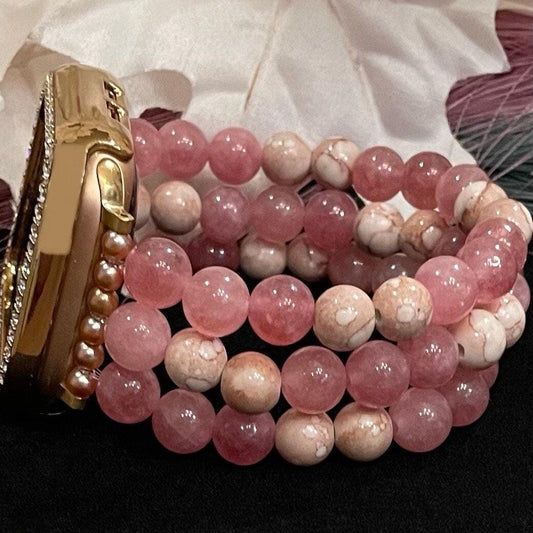 Earthy Tan and Pink Watch Band Compatible with Apple Watch Band