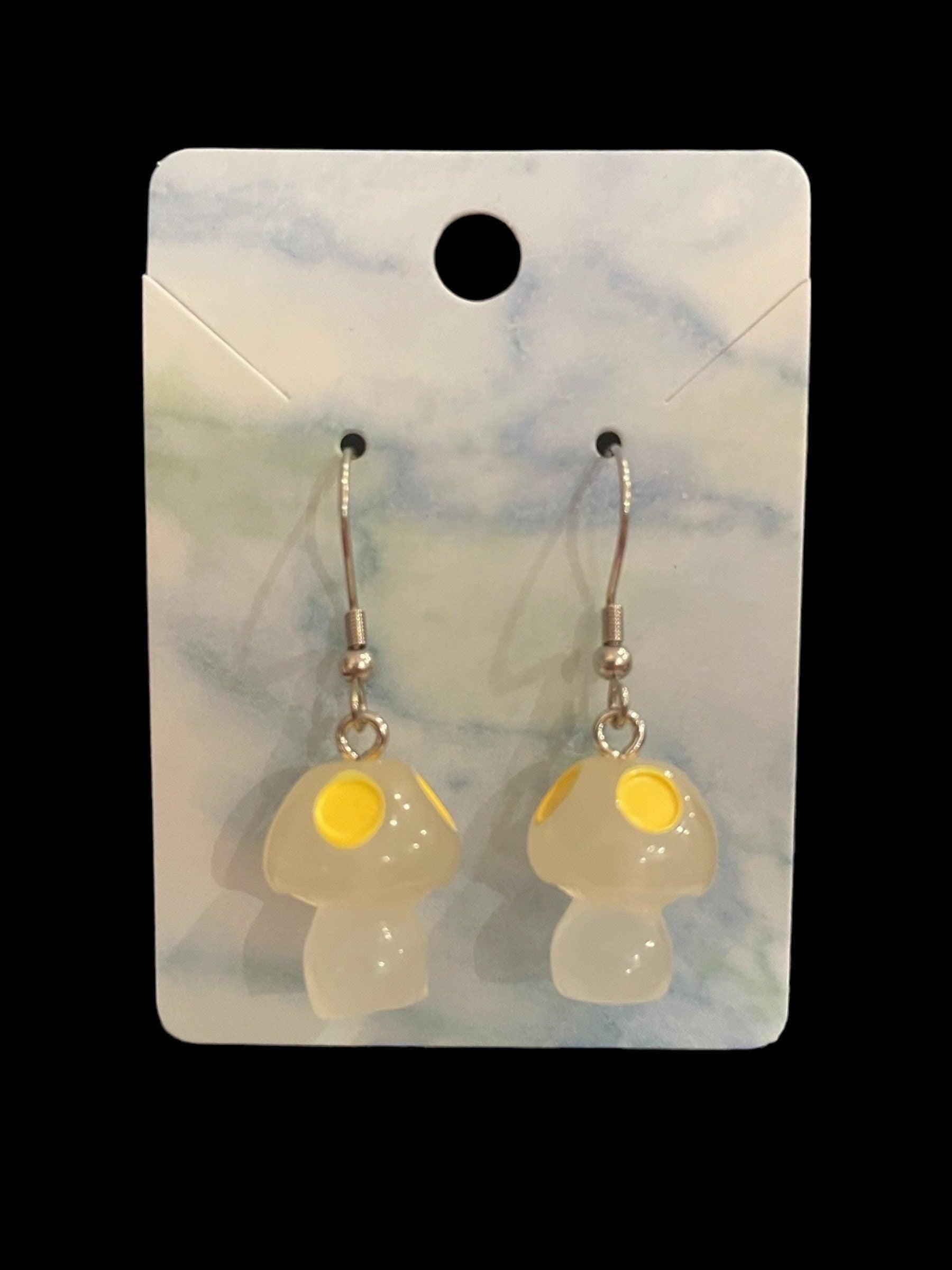 Glow in the Dark Mushroom Earrings Made with Hypoallergenic Stainless Steel Ear Wires