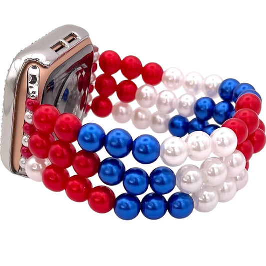 Patriotic Watch Band Compatible with Apple Watch, Red White and Blue Watch Band Jewelry