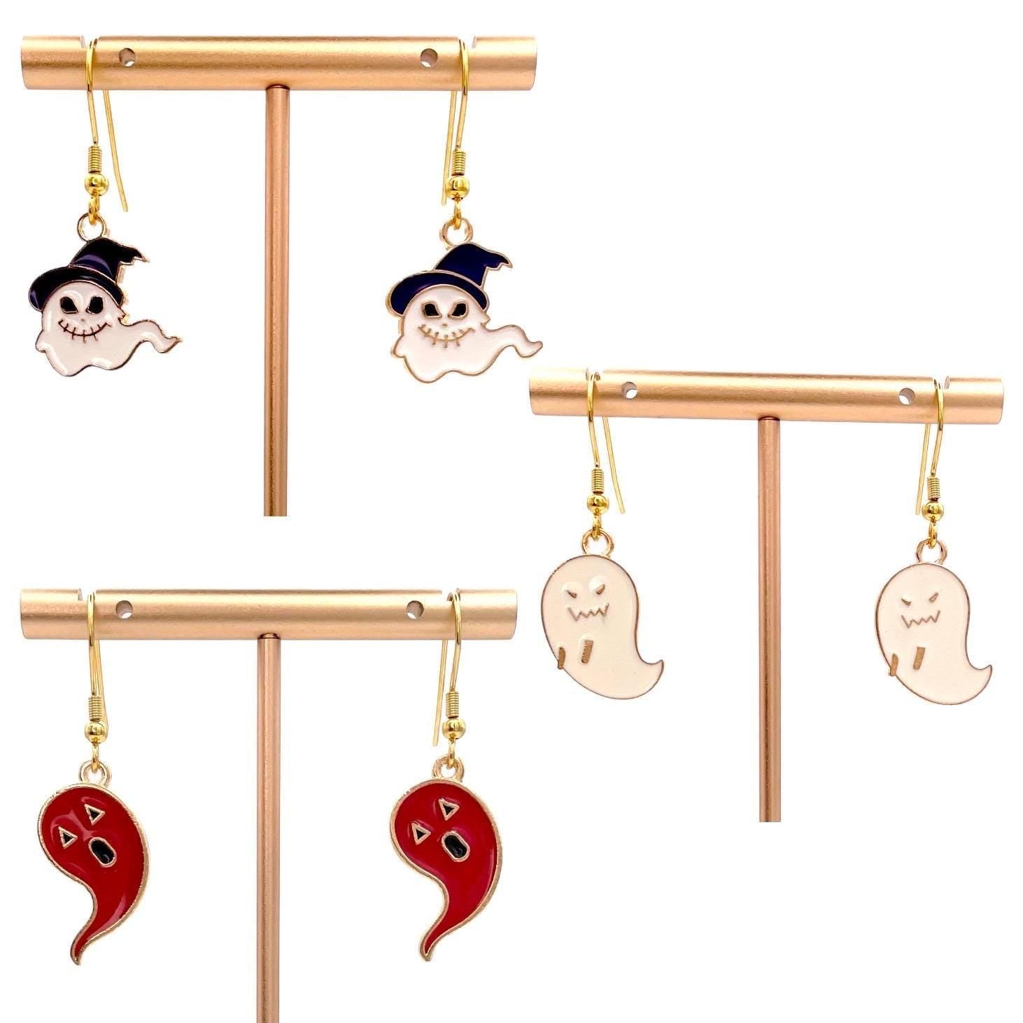 Cute Halloween Ghost Earrings Made with Gold Finished Stainless Steel Earring Hooks