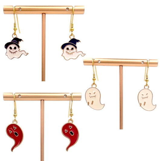 Cute Halloween Ghost Earrings Made with Gold Finished Stainless Steel Earring Hooks